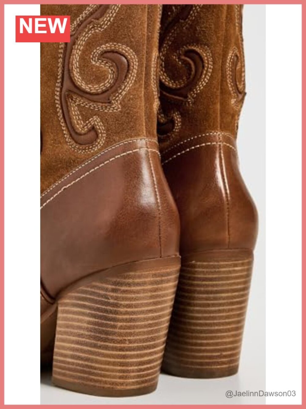 Free People Farrah Western Boots Suede Pointed Toe KneeHigh Stacked Heel - Picture 4 of 5